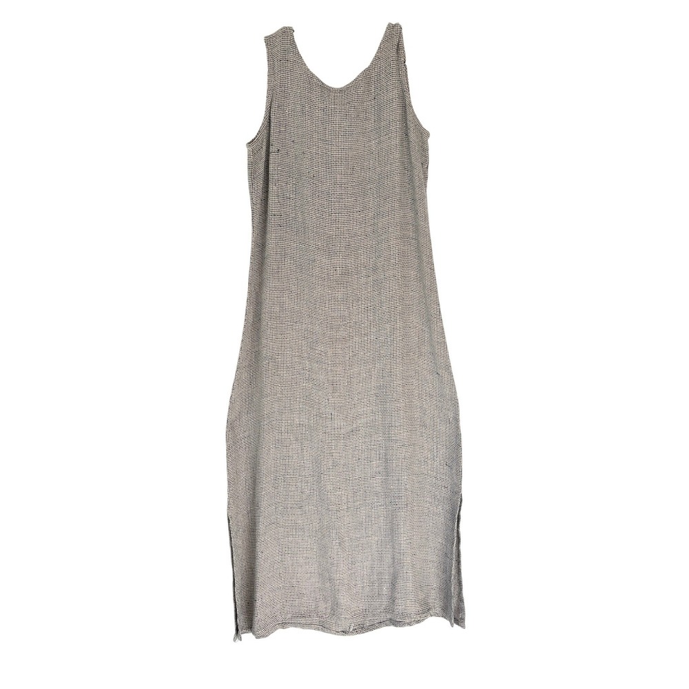 VTG Nannette Keller 100% Linen Lagenlook Sleeveless Midi Dress Gray Woven Medium
